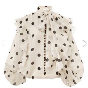 Zimmermann Crush Tie Neck Ruffle Blouse size 2